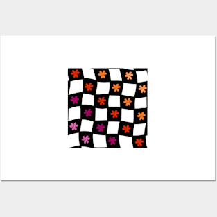 Floral Checker Board - Lesbian Pride Posters and Art